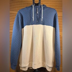 NWOT Departwest Men’s Quilted Quarter-Zip Hoodie - Navy & Cream Size XL